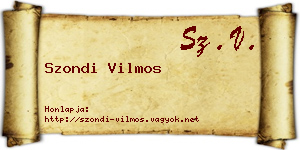 Szondi Vilmos névjegykártya